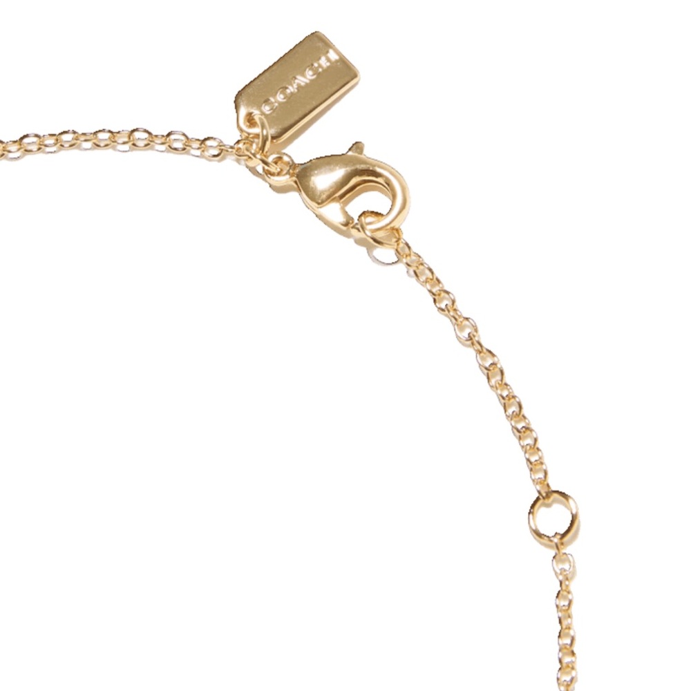 NWT Coach 14K Gold Heart Shaped Pendant Necklace with C Logo Accent - Picture 2 of 11